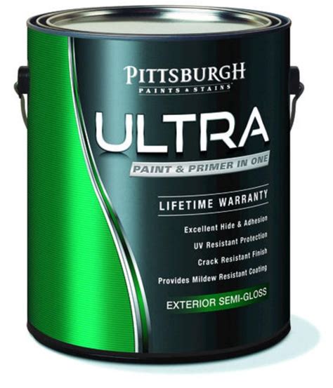 Pittsburgh ultra paint and primer in one - Pittsburgh Paints & Stains® Ultra Exterior Paint and Primer in One features a latex formulation, delivering great adhesion and durability. It can be applied at temperatures as low as 35°F. Ultra Exterior paint is ideal for use on aluminum and vinyl siding, brick, concrete, masonry, ferrous metal and wood.